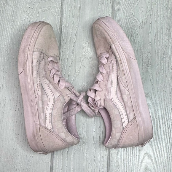 Girls Pink Vans, Soft Pink Checkered Vans, Sneakers, Size 3 - Picture 7 of 7